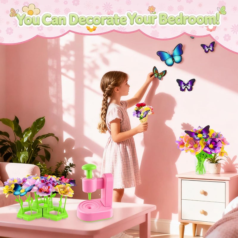 Nicella Fabric Flower Bouquets Toys,Flower Making Kit-DIY Craft Kits Toys for Kids,DIY Build Your Flowers Bouquet, Arts and Crafts for 3 4 5 6 7 8+Year Old Girl Birthday Gifts Ideas - Image 4